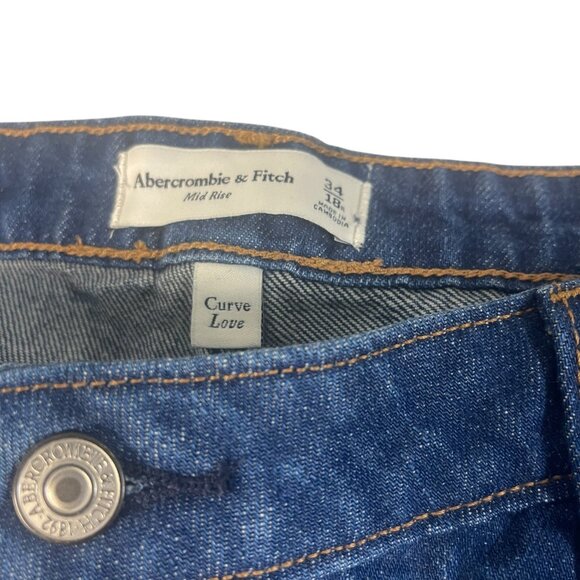 NWT Abercrombie & Fitch Curve Love Mid Rise 90s Straight Jean Size 34/18R - Picture 5 of 10